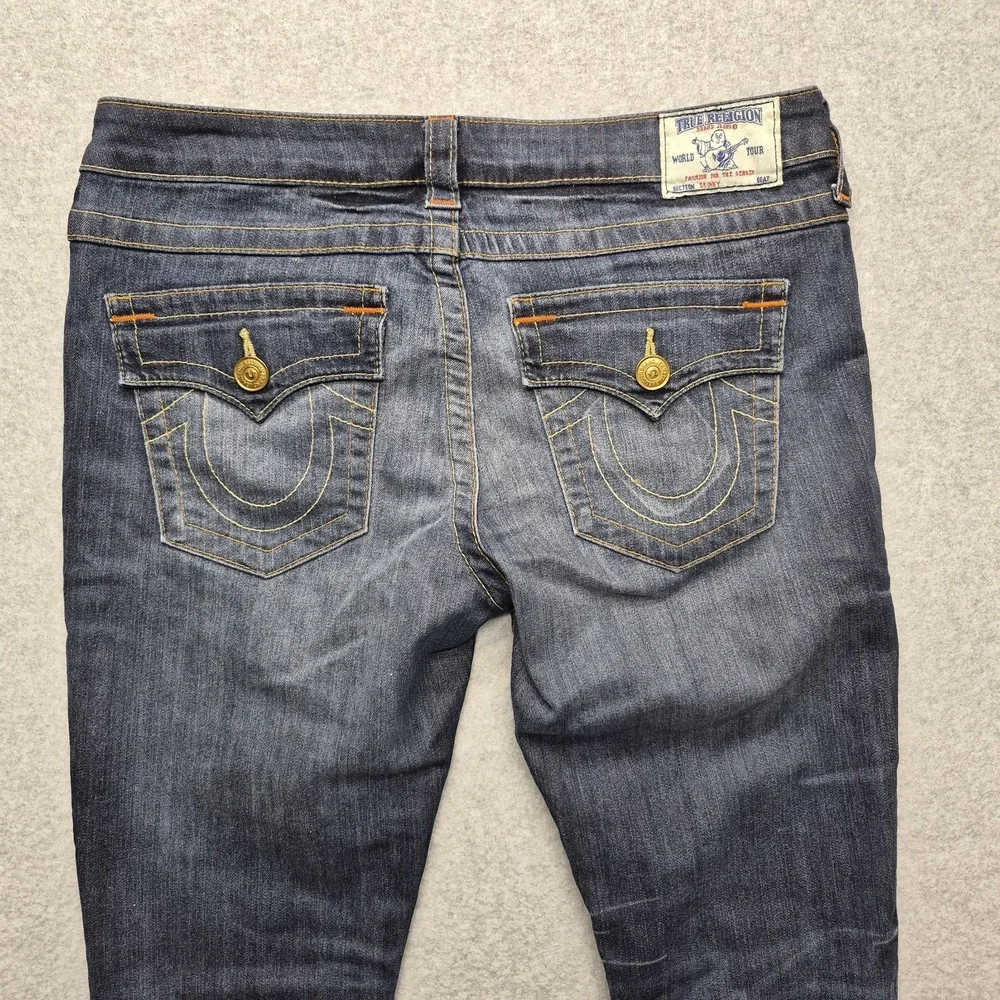 True Religion Jeans Womens 32x30 Blue Flap Pocket Stretch Vintage Skinny